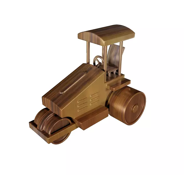 Wooden Road Roller Toy Low-poly 3D model_0