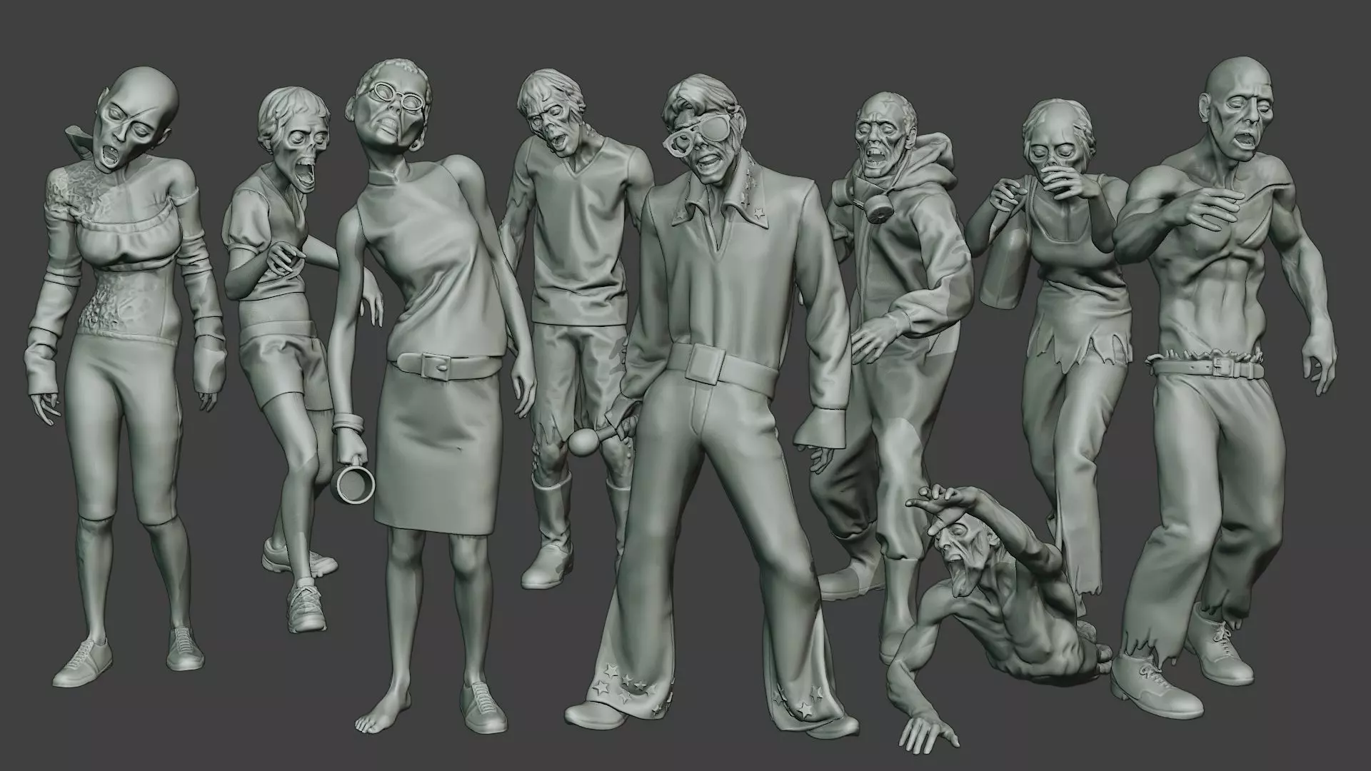 Casual Zombie CZ Pack1 3D Model Collection_0