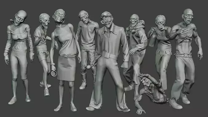 Casual Zombie CZ Pack1 3D Model Collection