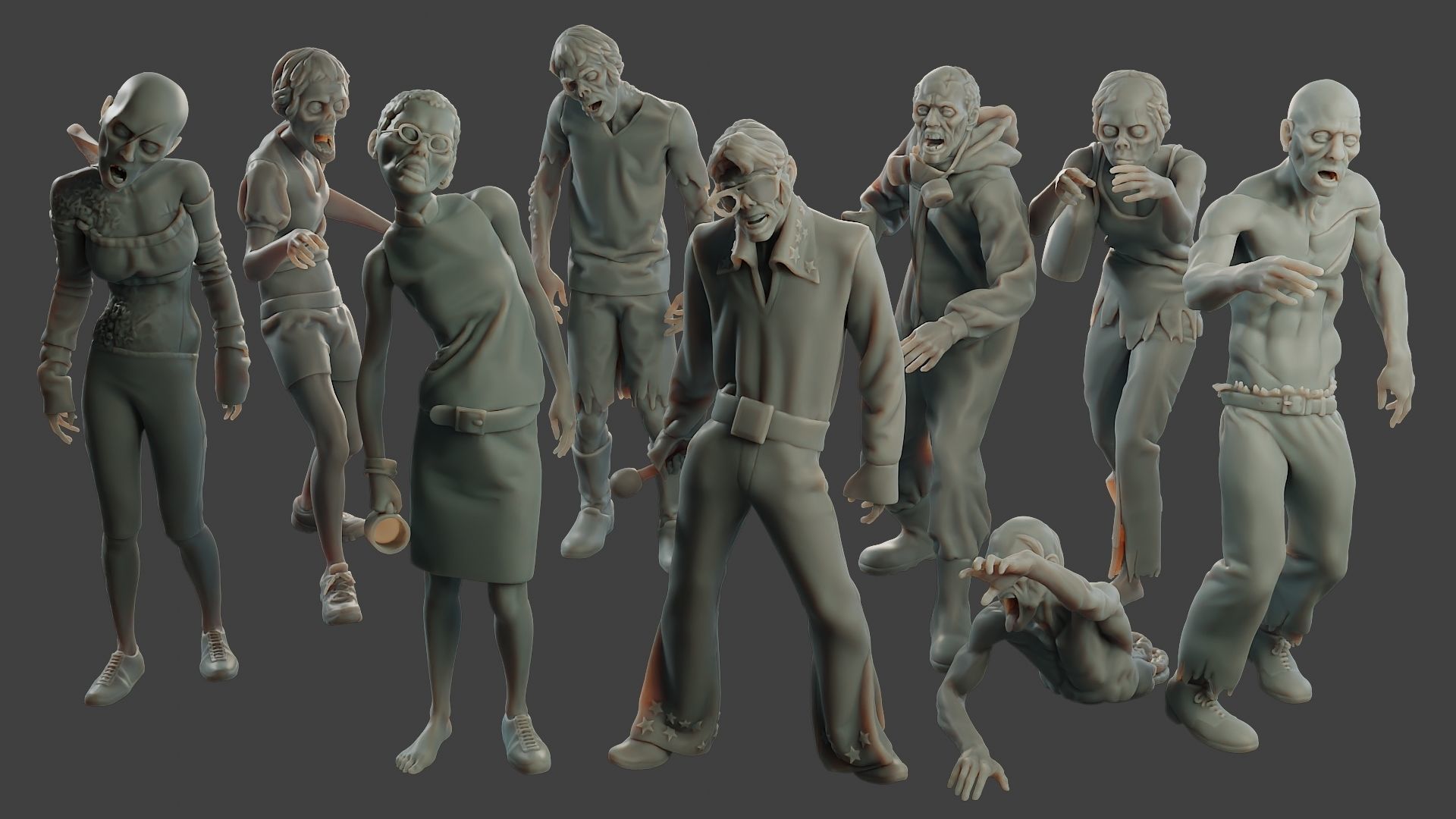 Casual Zombie CZ Pack1 3D Model Collection_1