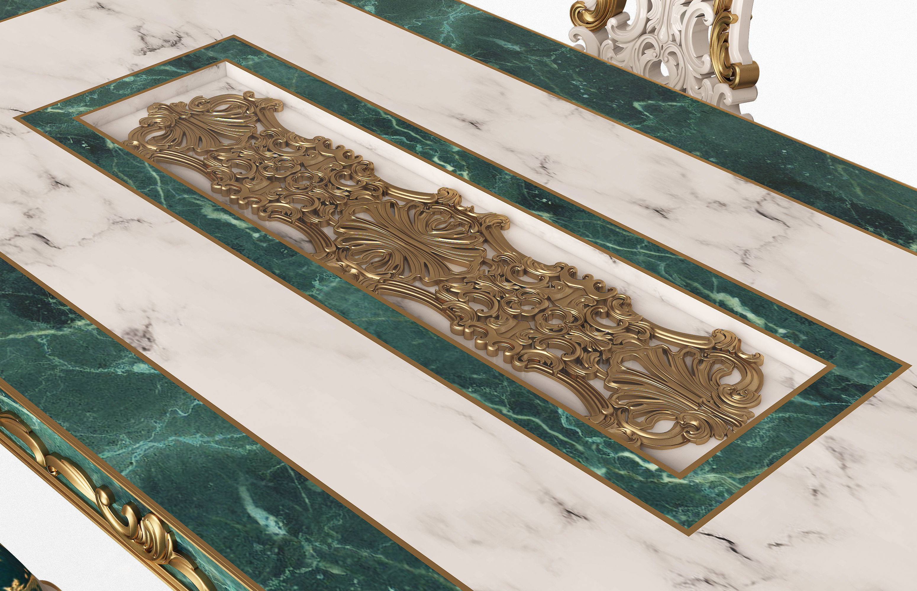 Classic Dinning Table and Chairs Low-poly 3D model_3