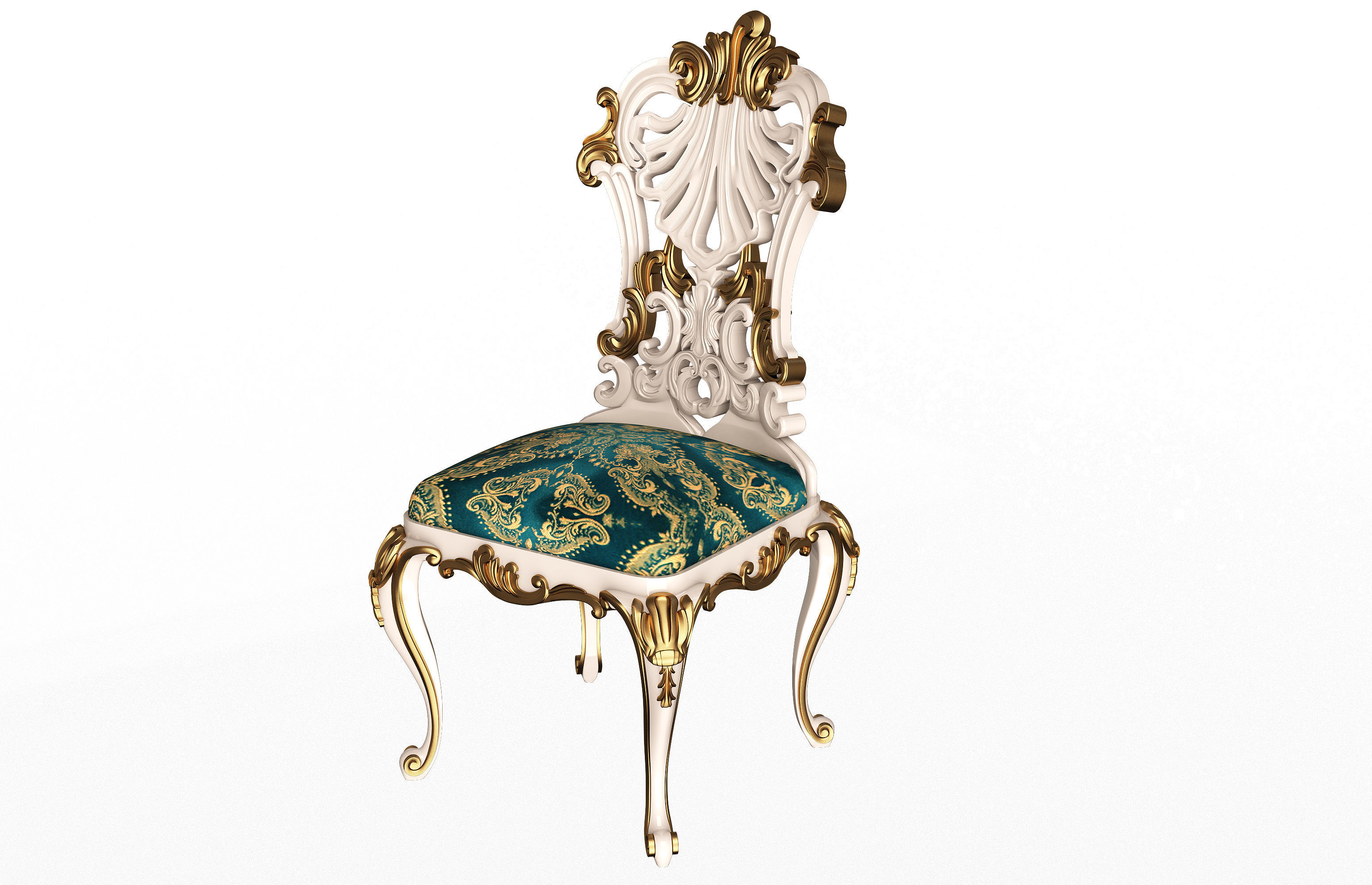 Classic Dinning Table and Chairs Low-poly 3D model_6