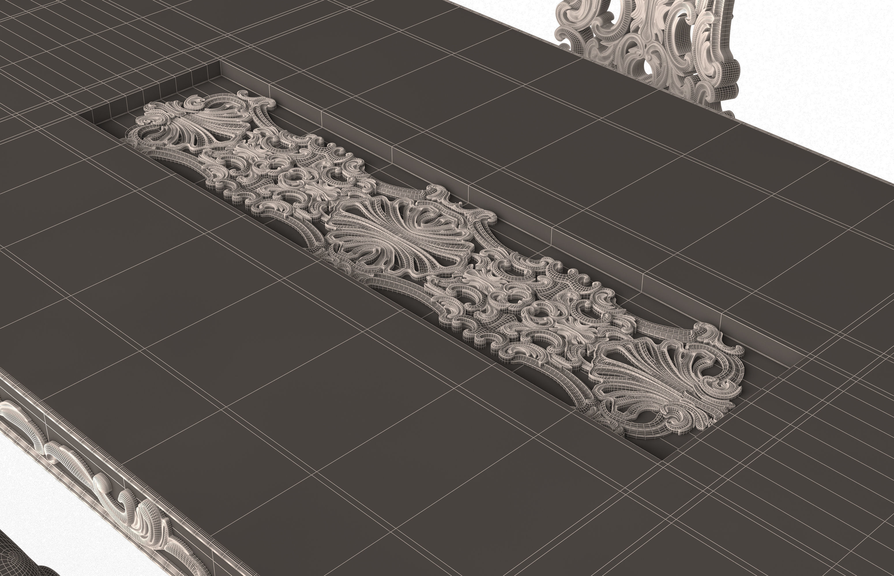 Classic Dinning Table and Chairs Low-poly 3D model_16