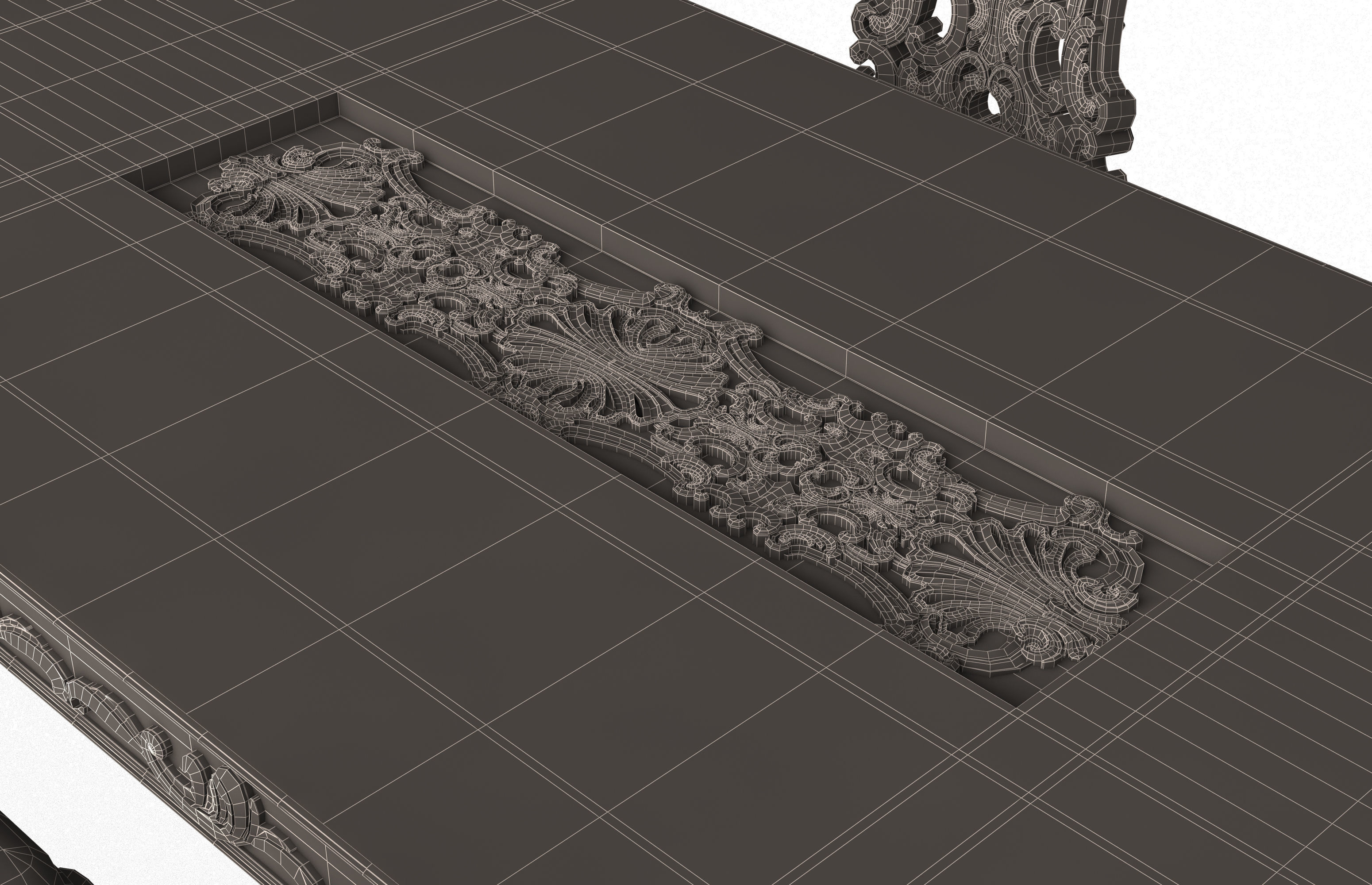 Classic Dinning Table and Chairs Low-poly 3D model_10