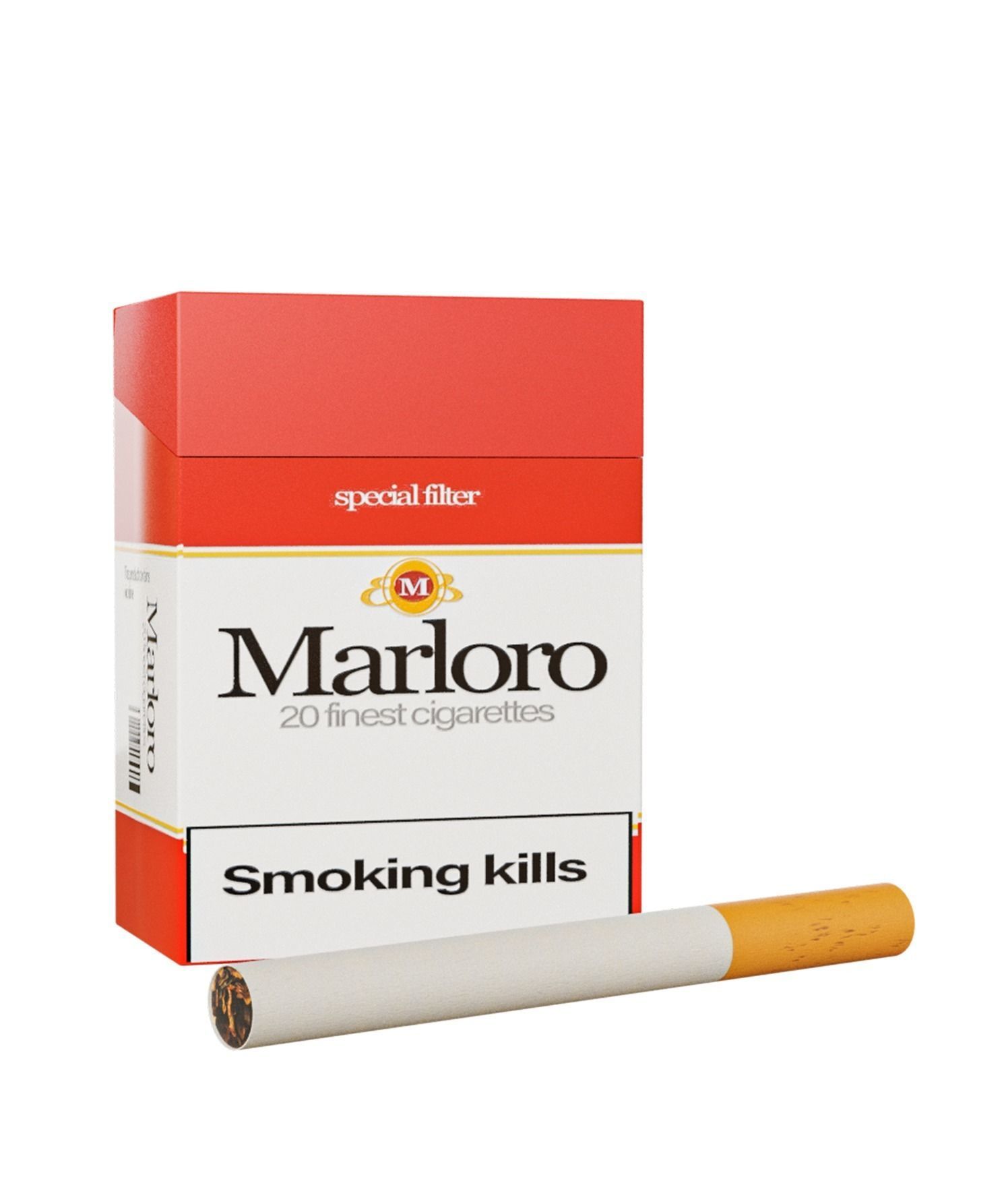 Rigged pack of cigarettes with cigarette Low-poly 3D model_3