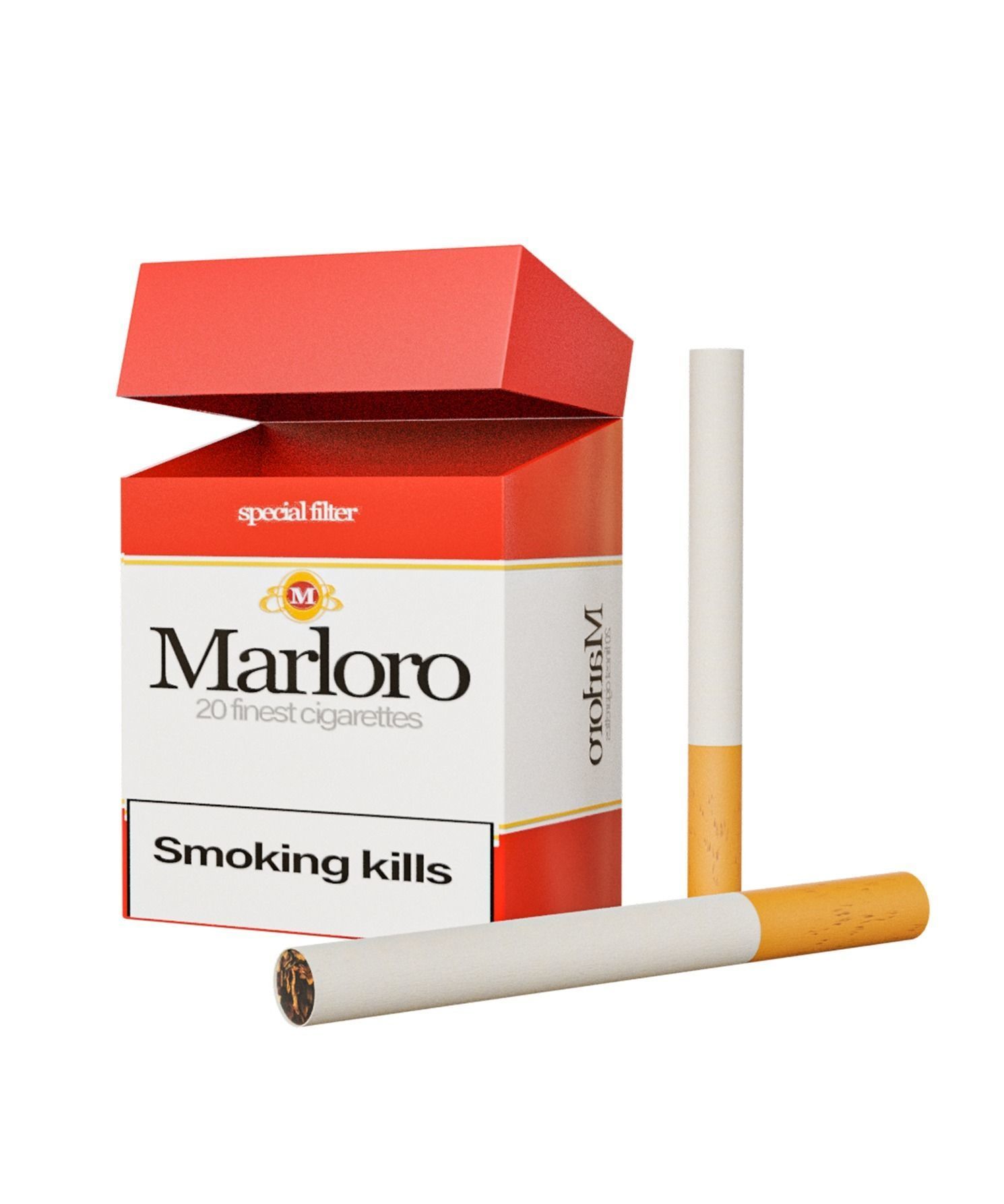 Rigged pack of cigarettes with cigarette Low-poly 3D model_1