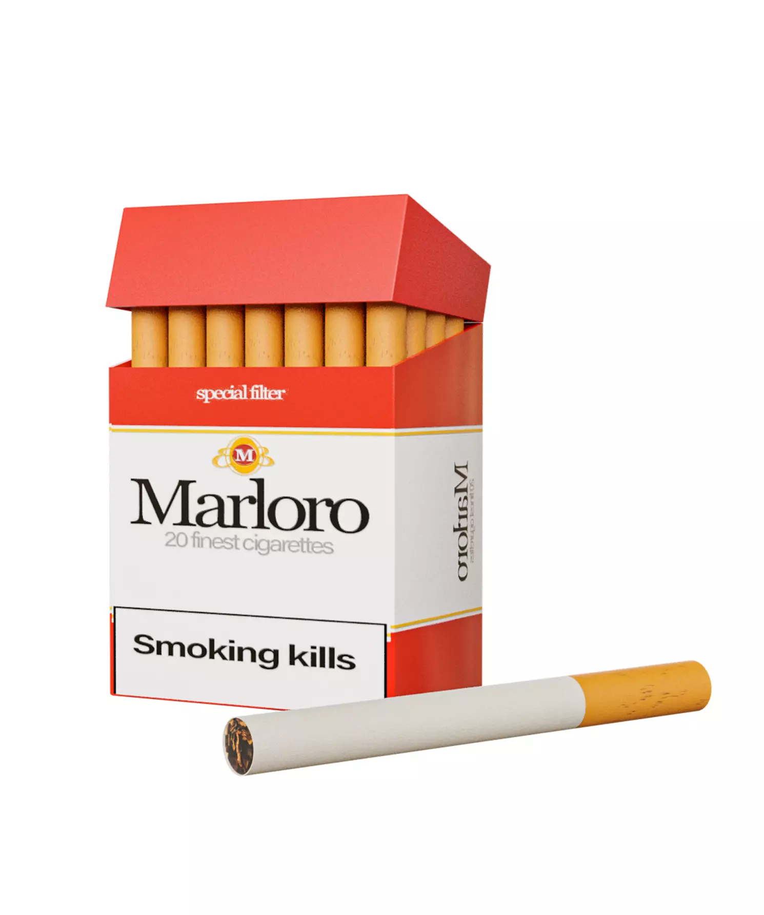 Rigged pack of cigarettes with cigarette Low-poly 3D model_0