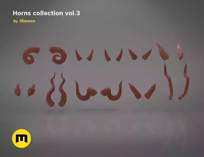 Costume Horns collection 3 and mounting pins 3D print model
