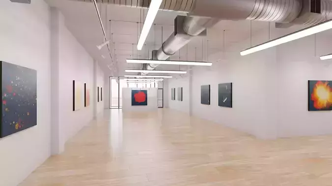 Art Museum Gallery Interior 16 Low-poly 3D model
