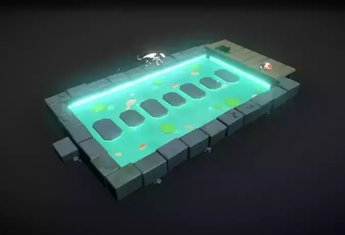 Japanese Pond Low-poly 3D model