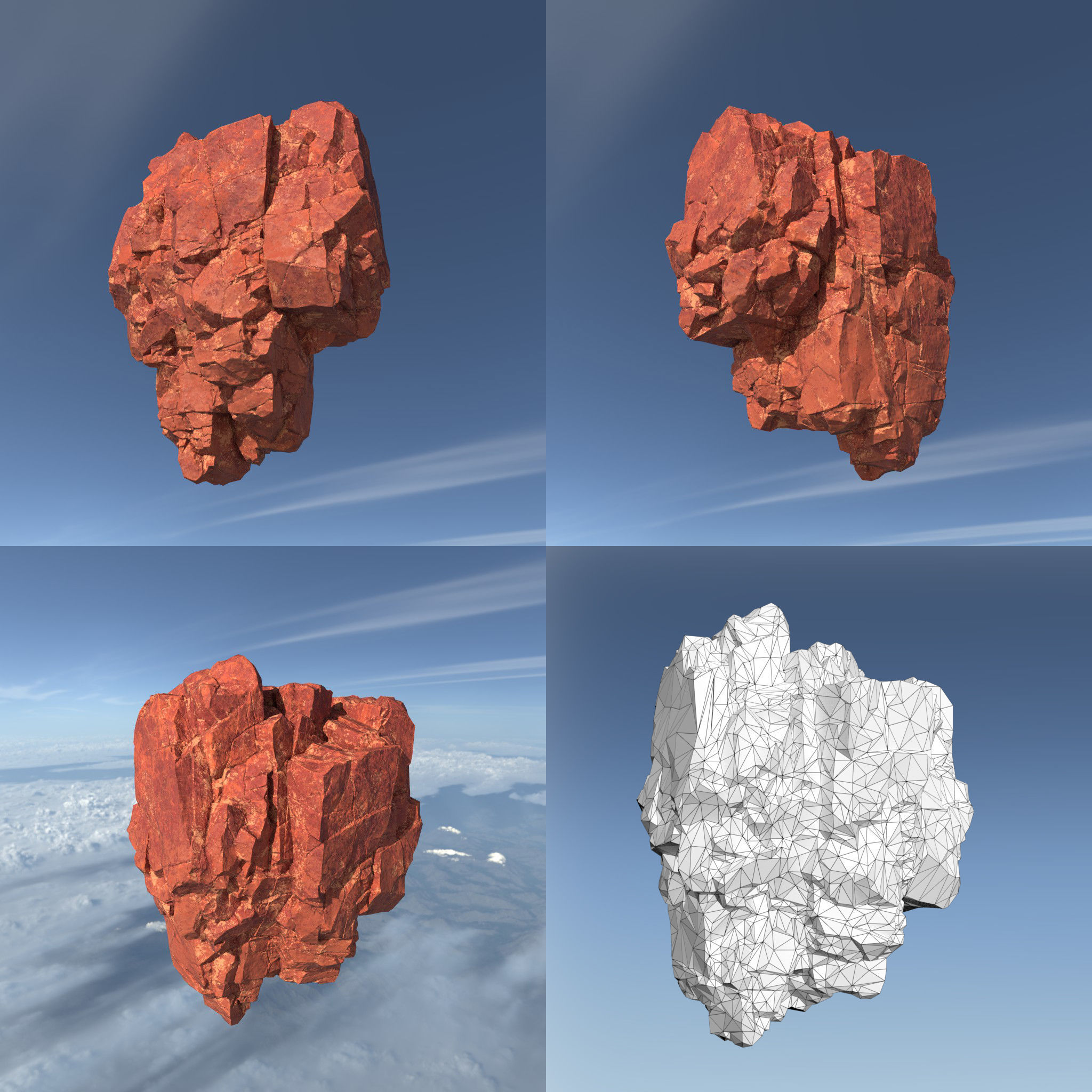 Low poly Sandstone Floating Island Rock Pack 211205 Low-poly 3D model_10