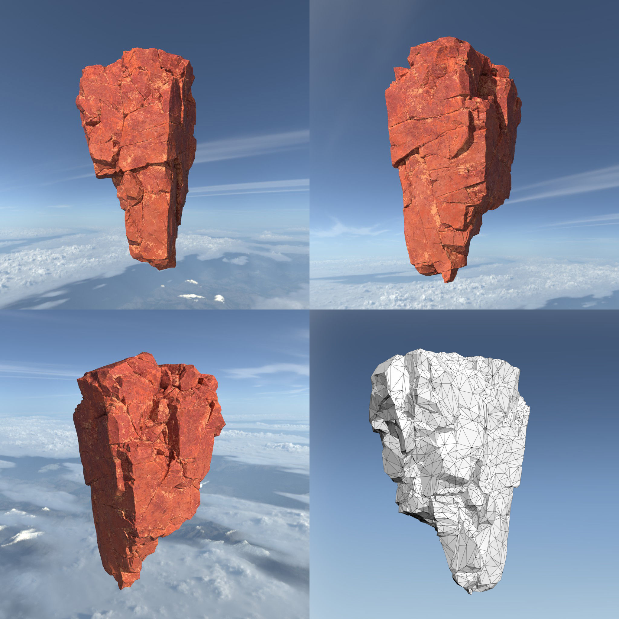Low poly Sandstone Floating Island Rock Pack 211205 Low-poly 3D model_4