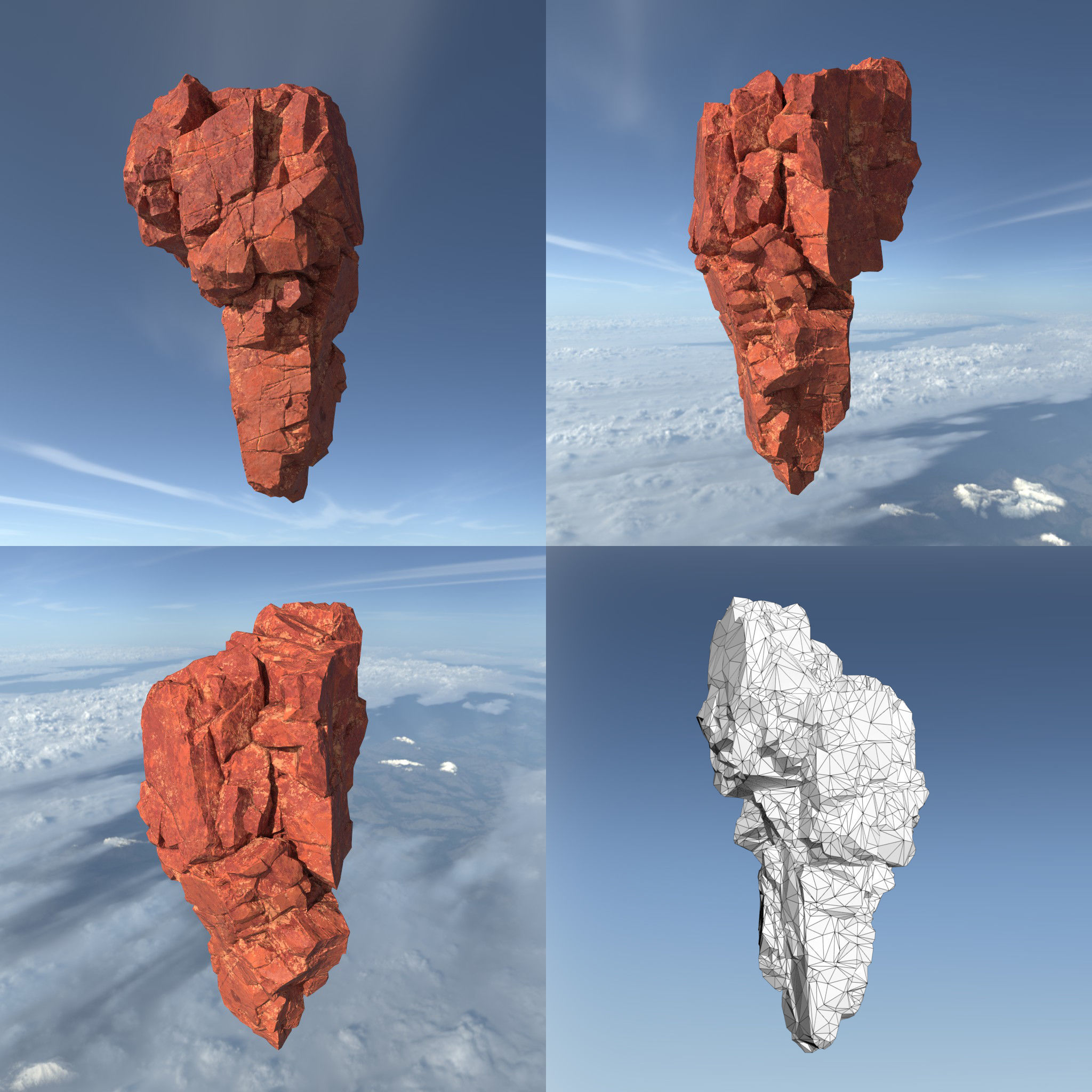Low poly Sandstone Floating Island Rock Pack 211205 Low-poly 3D model_14