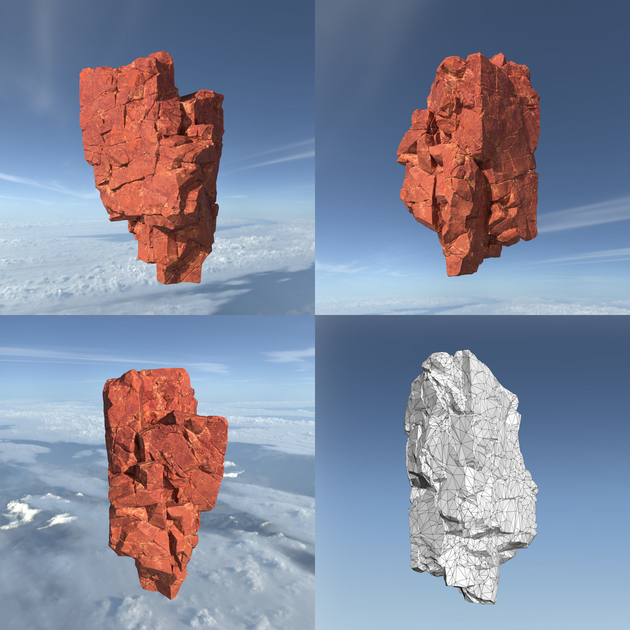 Low poly Sandstone Floating Island Rock Pack 211205 Low-poly 3D model_2