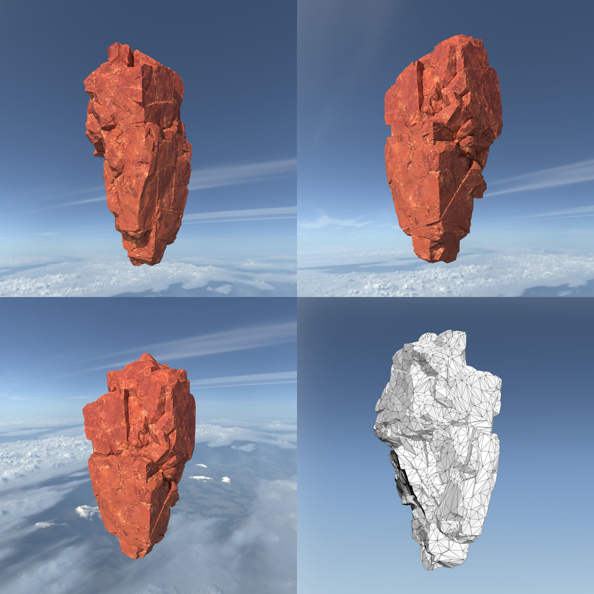 Low poly Sandstone Floating Island Rock Pack 211205 Low-poly 3D model_8