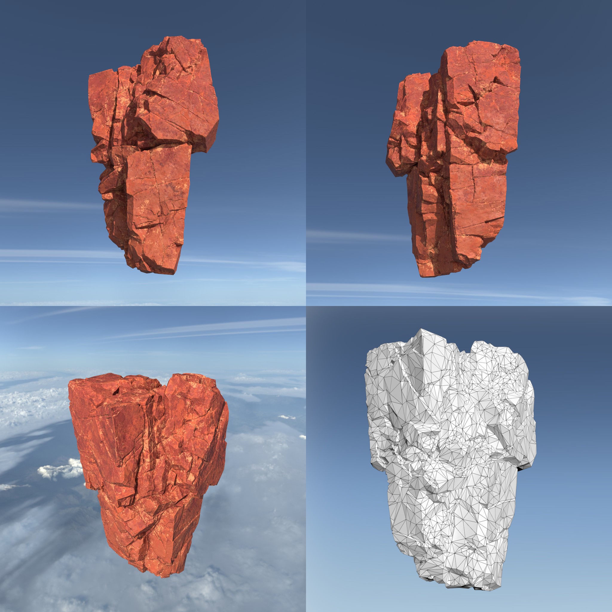 Low poly Sandstone Floating Island Rock Pack 211205 Low-poly 3D model_18