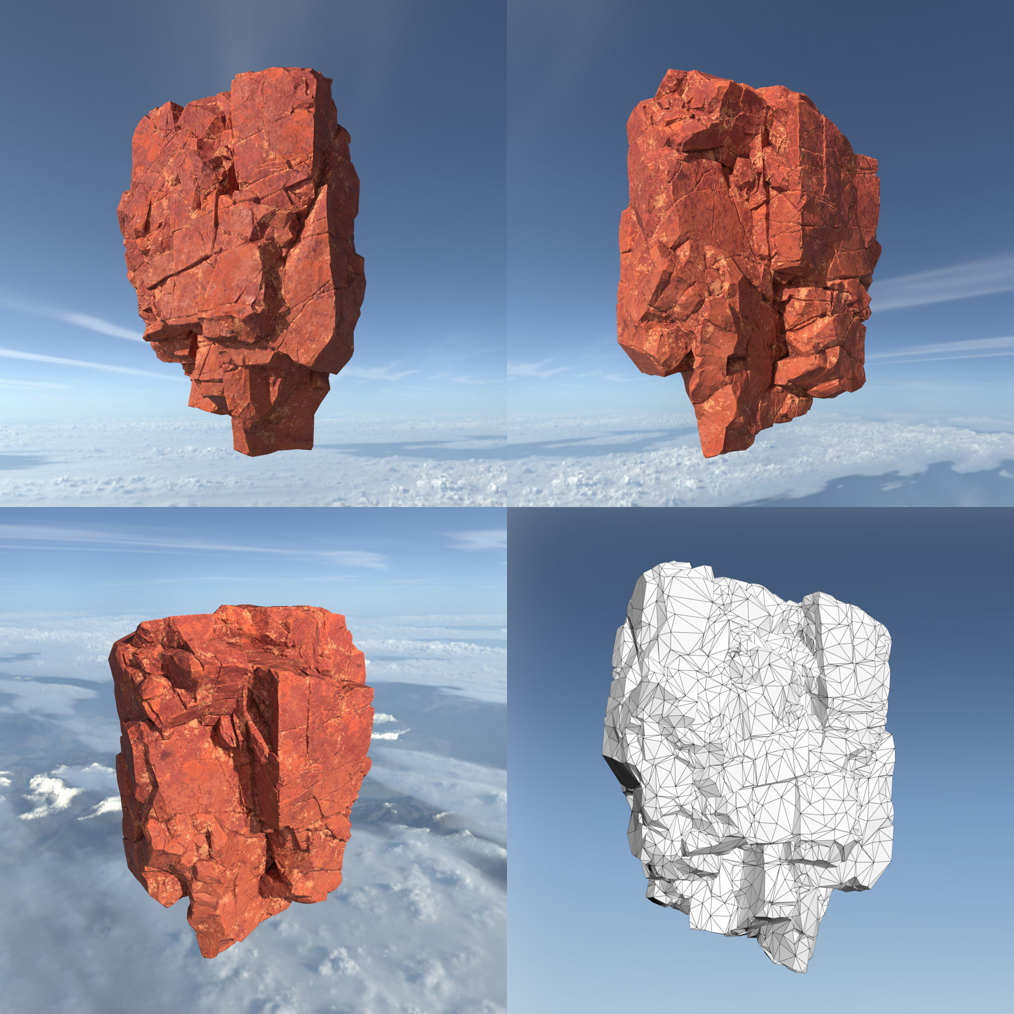 Low poly Sandstone Floating Island Rock Pack 211205 Low-poly 3D model_20