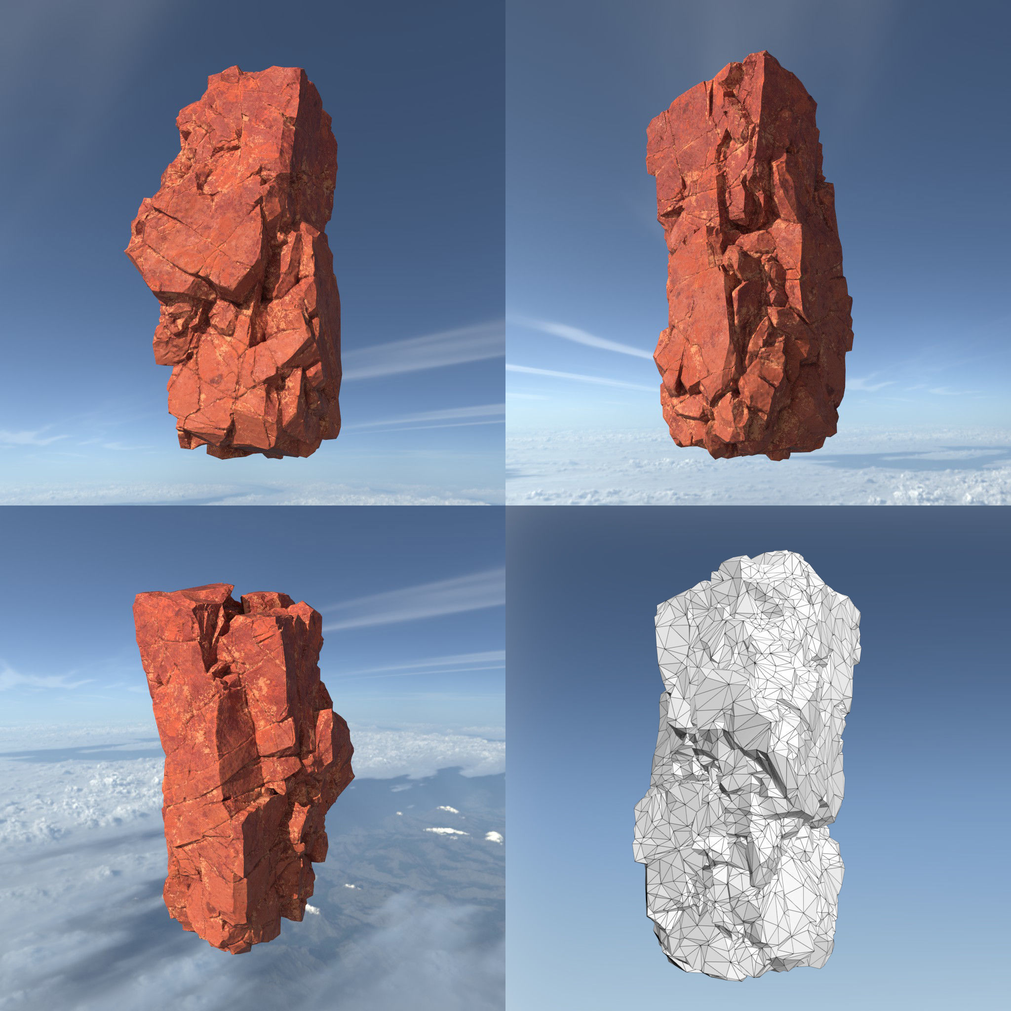 Low poly Sandstone Floating Island Rock Pack 211205 Low-poly 3D model_16