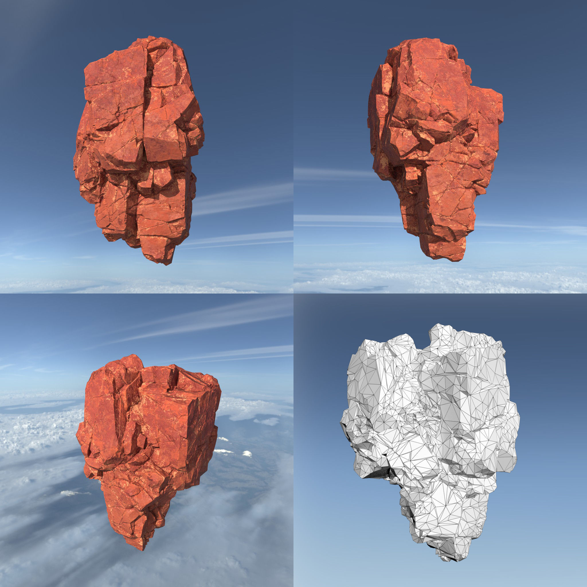 Low poly Sandstone Floating Island Rock Pack 211205 Low-poly 3D model_12