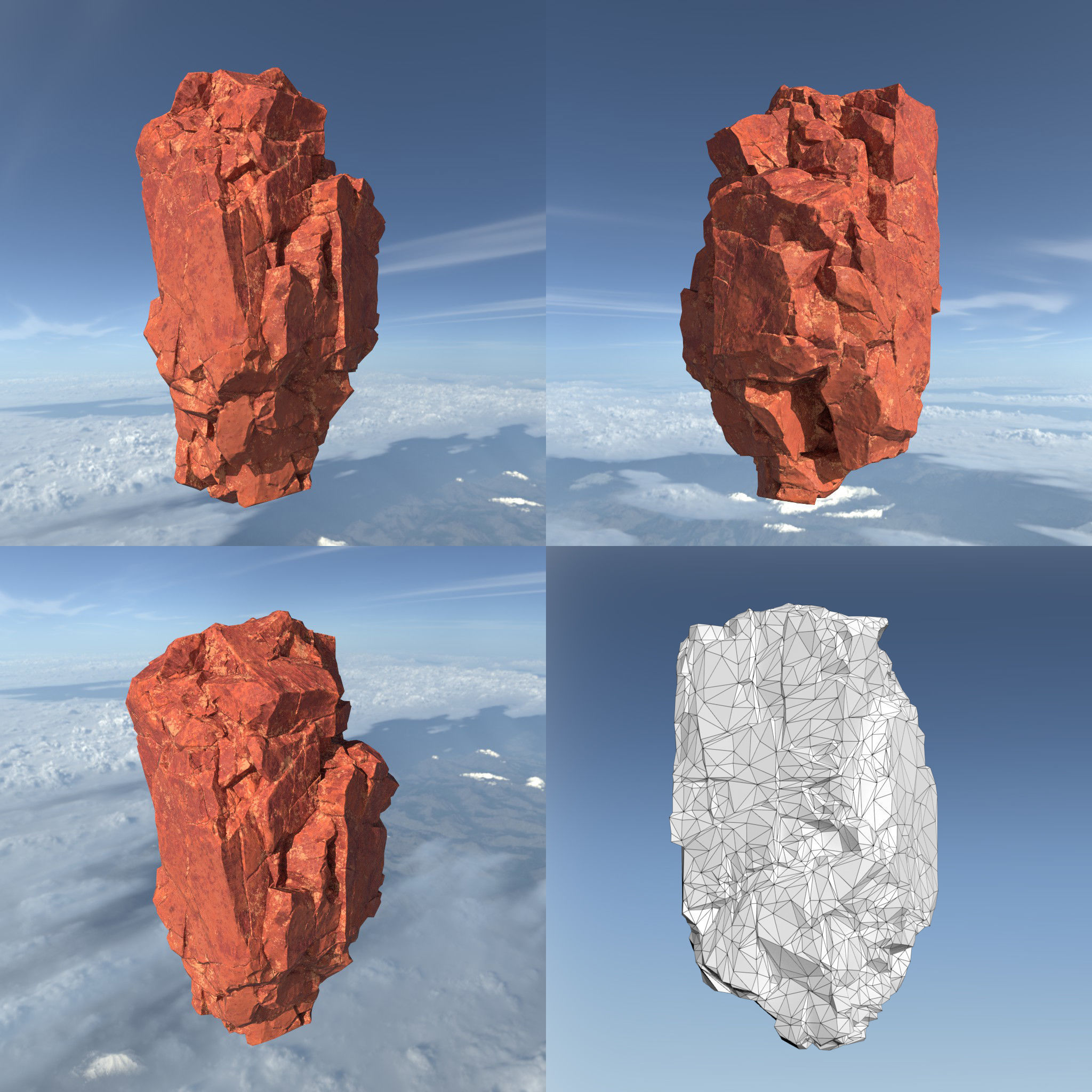 Low poly Sandstone Floating Island Rock Pack 211205 Low-poly 3D model_6