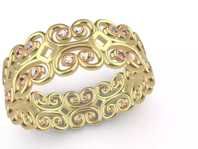 Gold ornament ring diamonds  stl file verified 3 sizes stls 3D print model