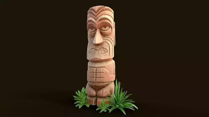 Stylized Wood Totem 1 Low-poly 3D model