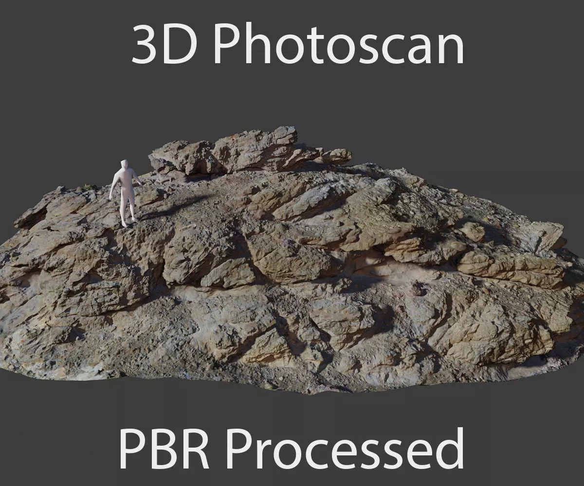 PBR Coast Volcanic rock cliff big Scanned Low-poly 3D model_0