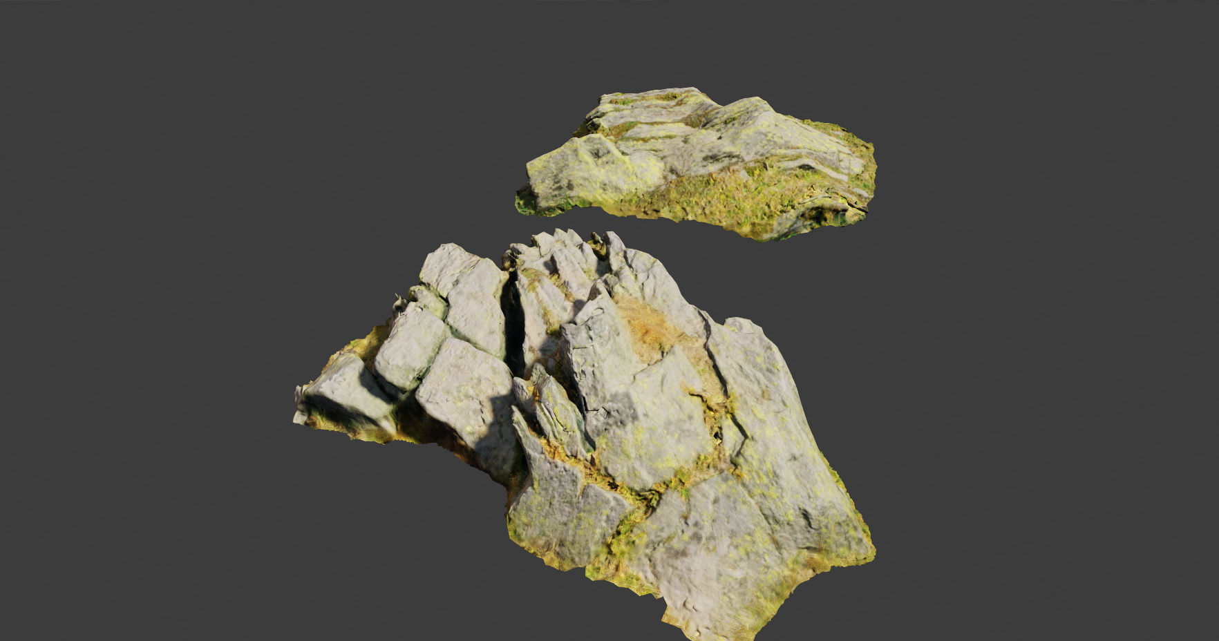 PBR rocks stones set grassland scanned Low-poly 3D model_17