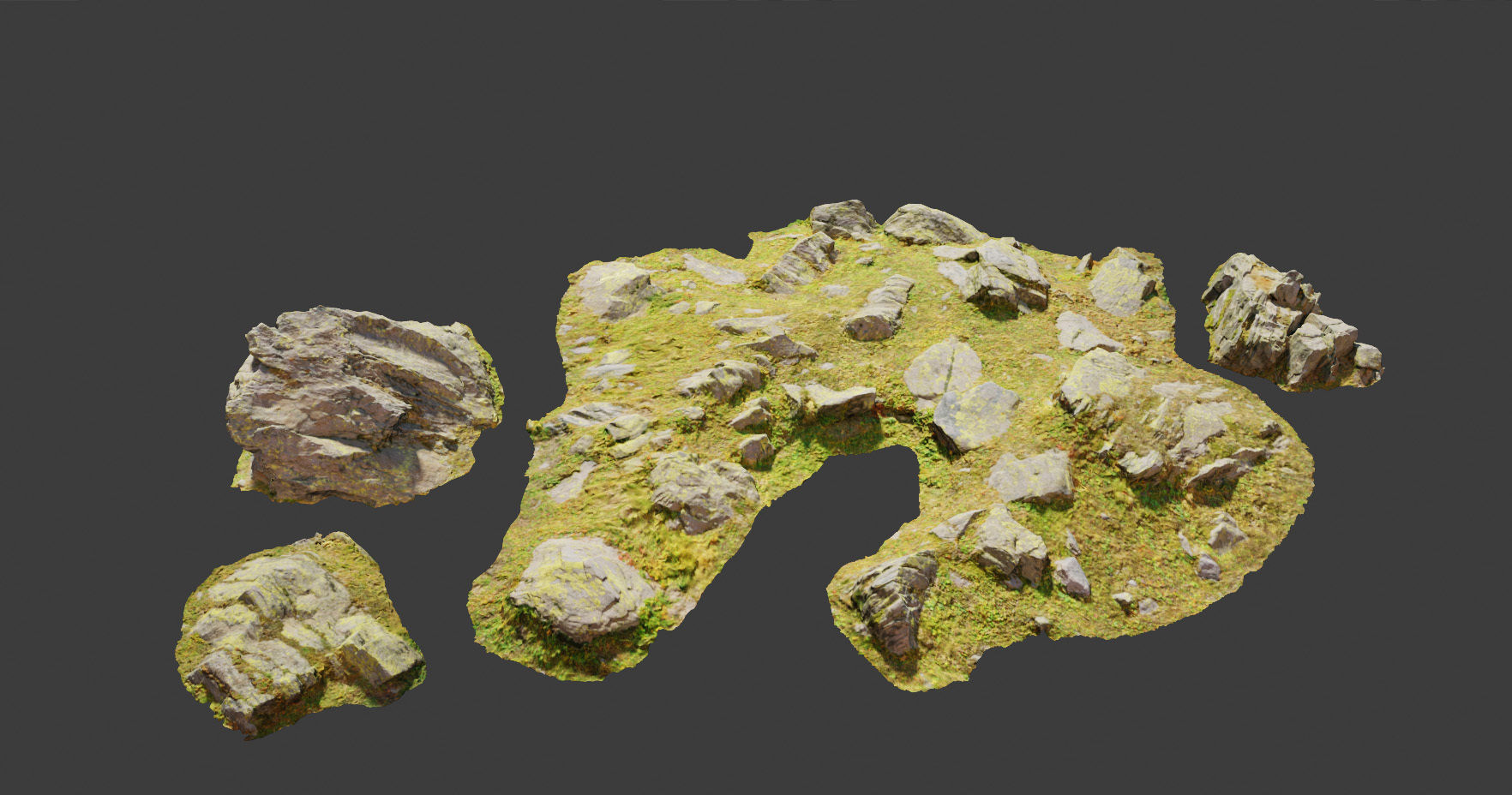 PBR rocks stones set grassland scanned Low-poly 3D model_18