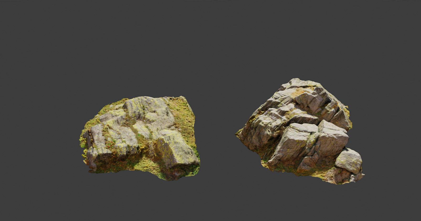 PBR rocks stones set grassland scanned Low-poly 3D model_15