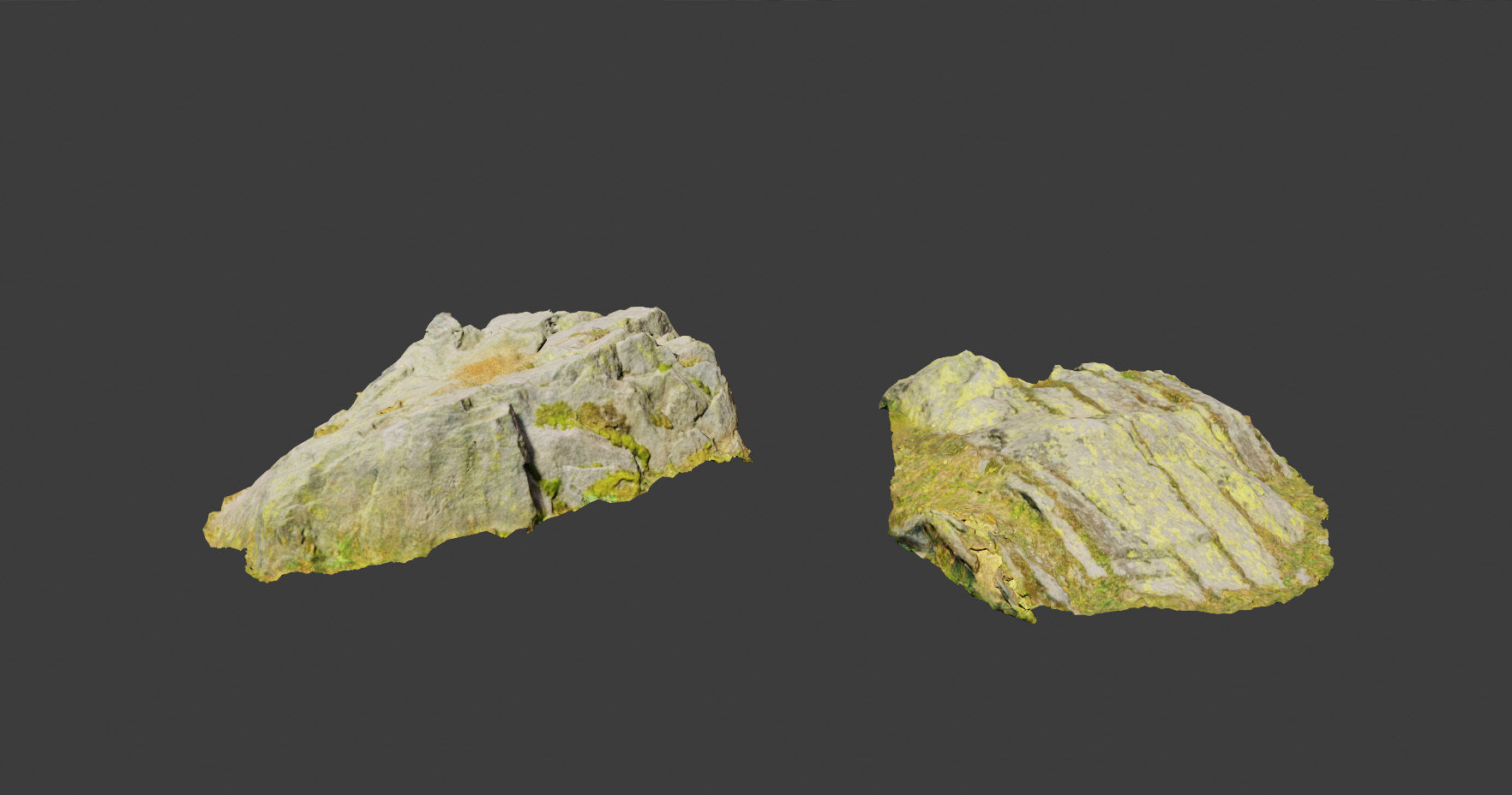 PBR rocks stones set grassland scanned Low-poly 3D model_16