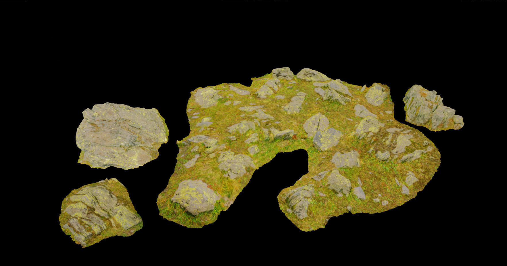 PBR rocks stones set grassland scanned Low-poly 3D model_3