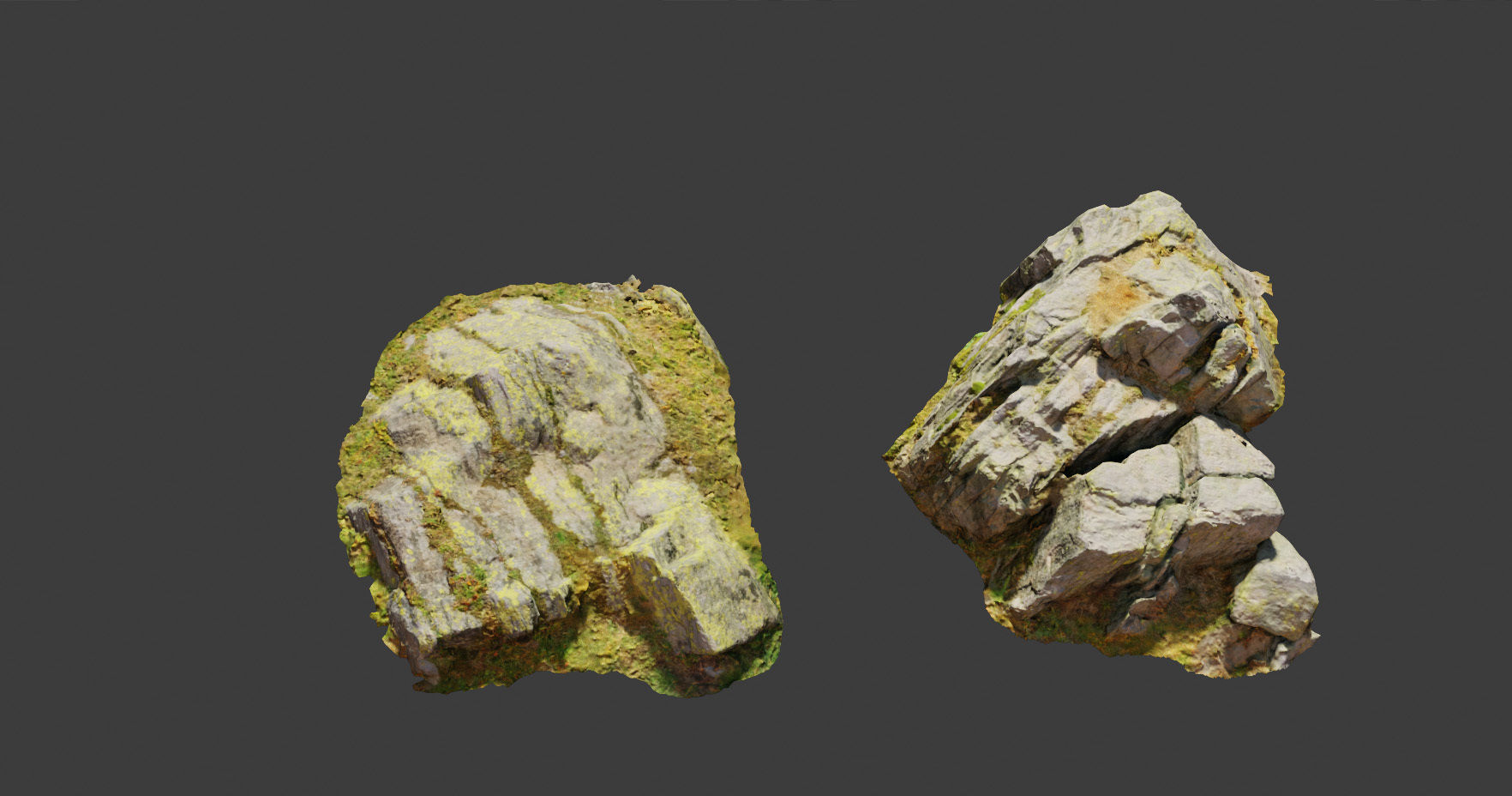 PBR rocks stones set grassland scanned Low-poly 3D model_1