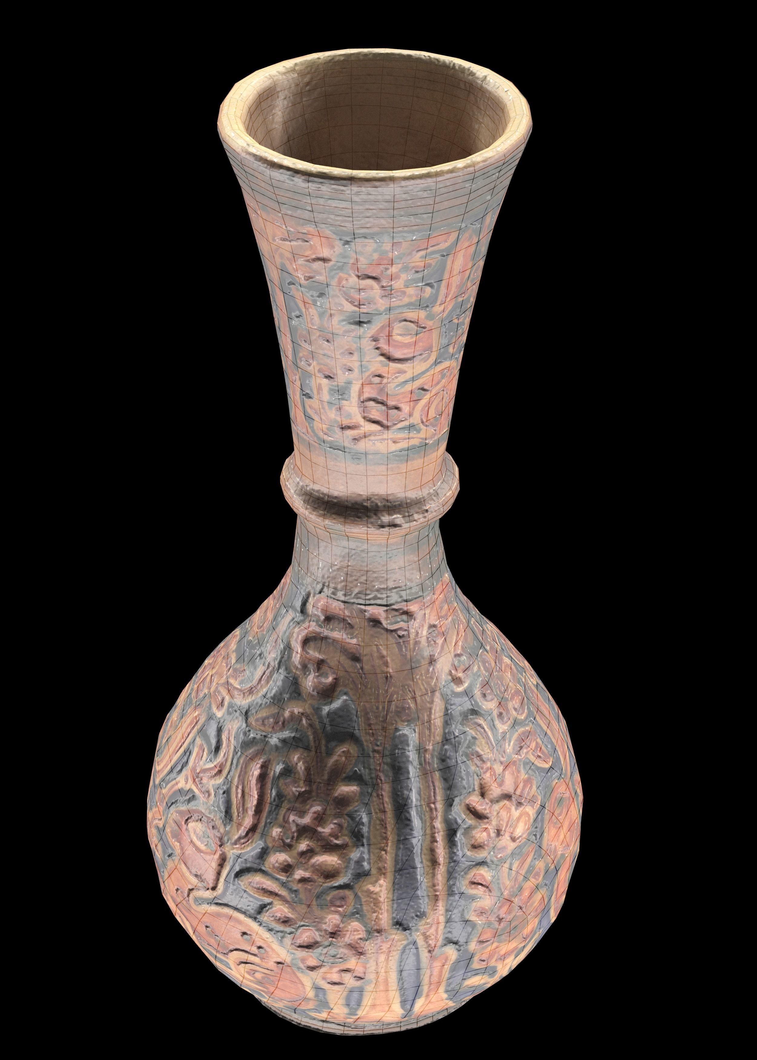 persian pottery vase n02 Low-poly 3D model_2