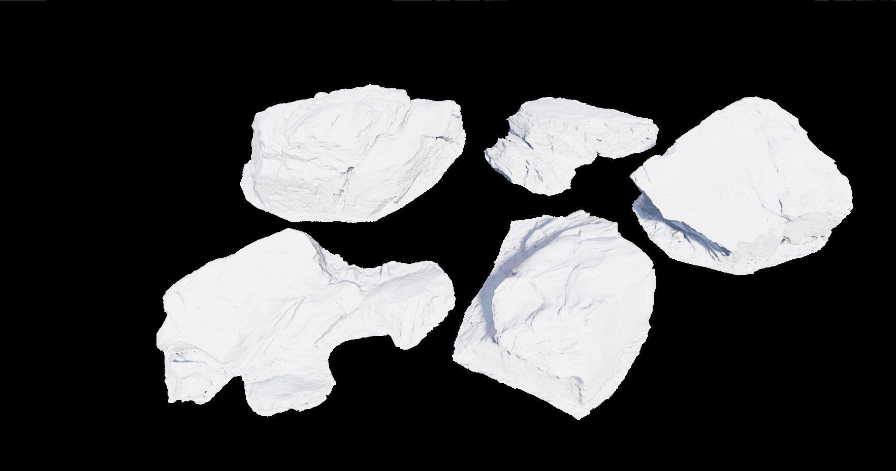 PBR rocks stones set grassland scanned Low-poly 3D model_2