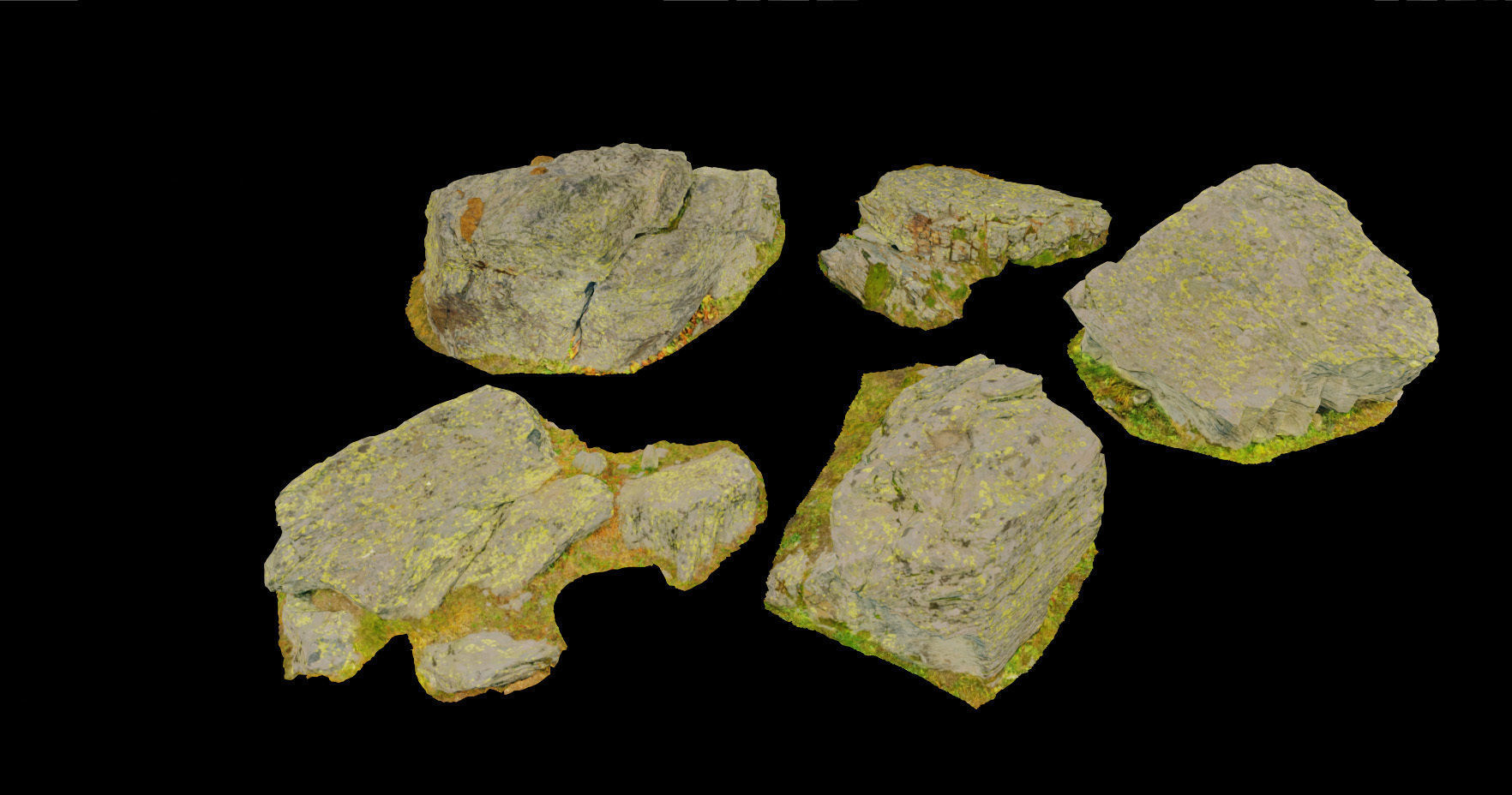 PBR rocks stones set grassland scanned Low-poly 3D model_1