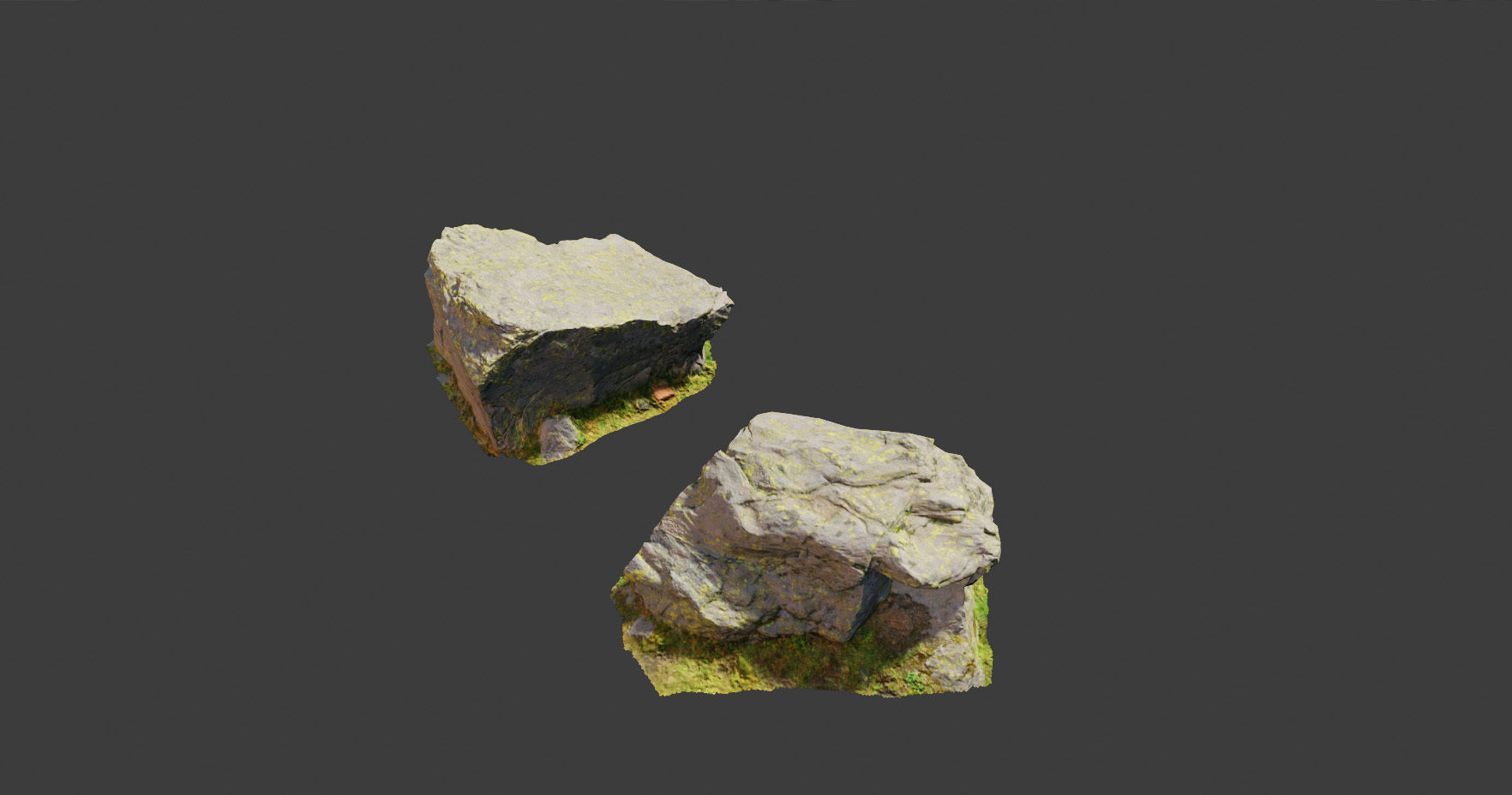 PBR rocks stones set grassland scanned Low-poly 3D model_9