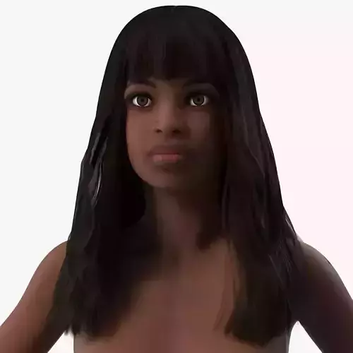 Young Woman Black T Pose 3D model