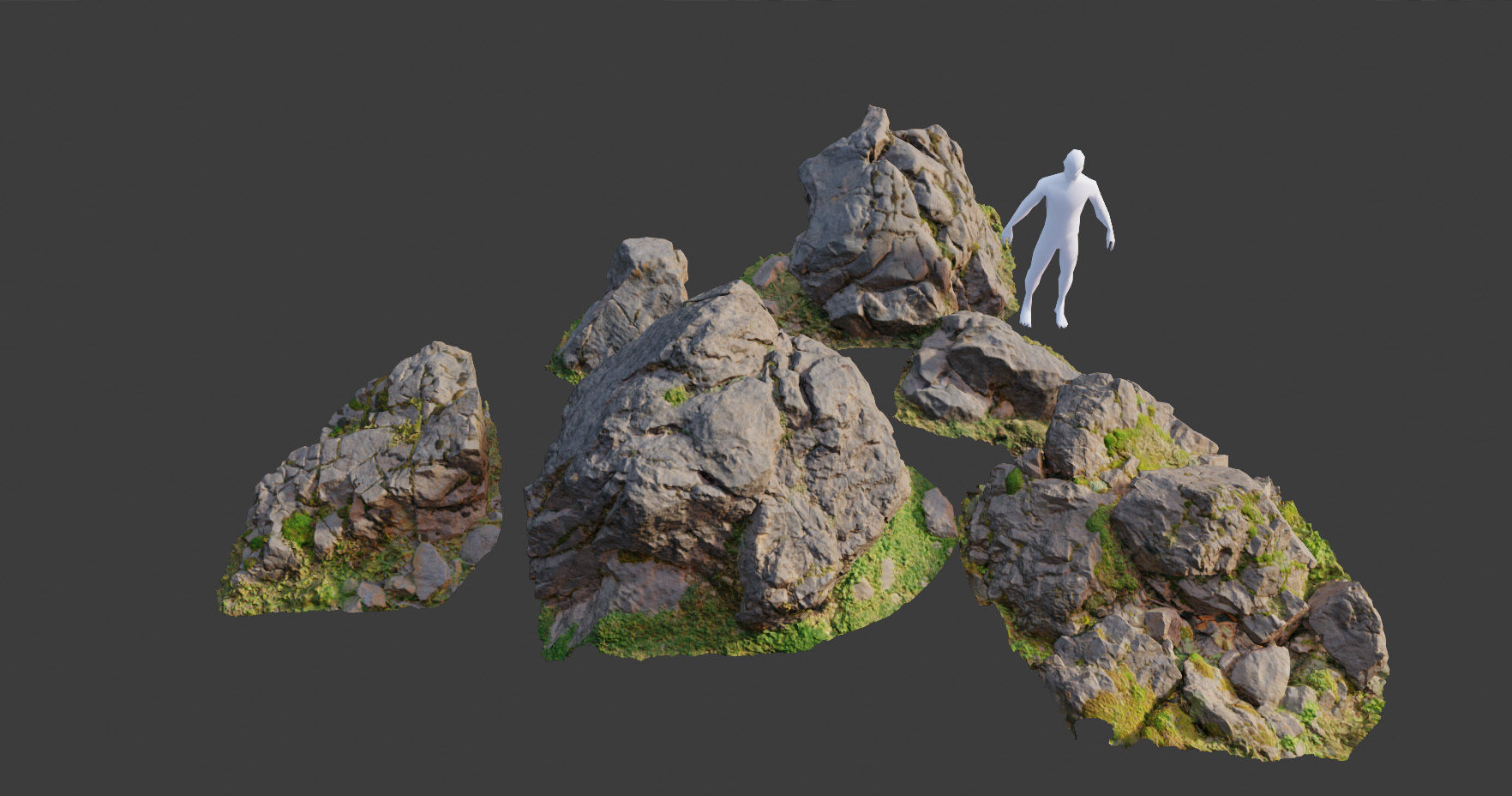 PBR rocks stones set grassland scanned Low-poly 3D model_4