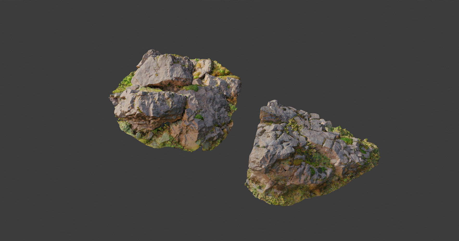 PBR rocks stones set grassland scanned Low-poly 3D model_11