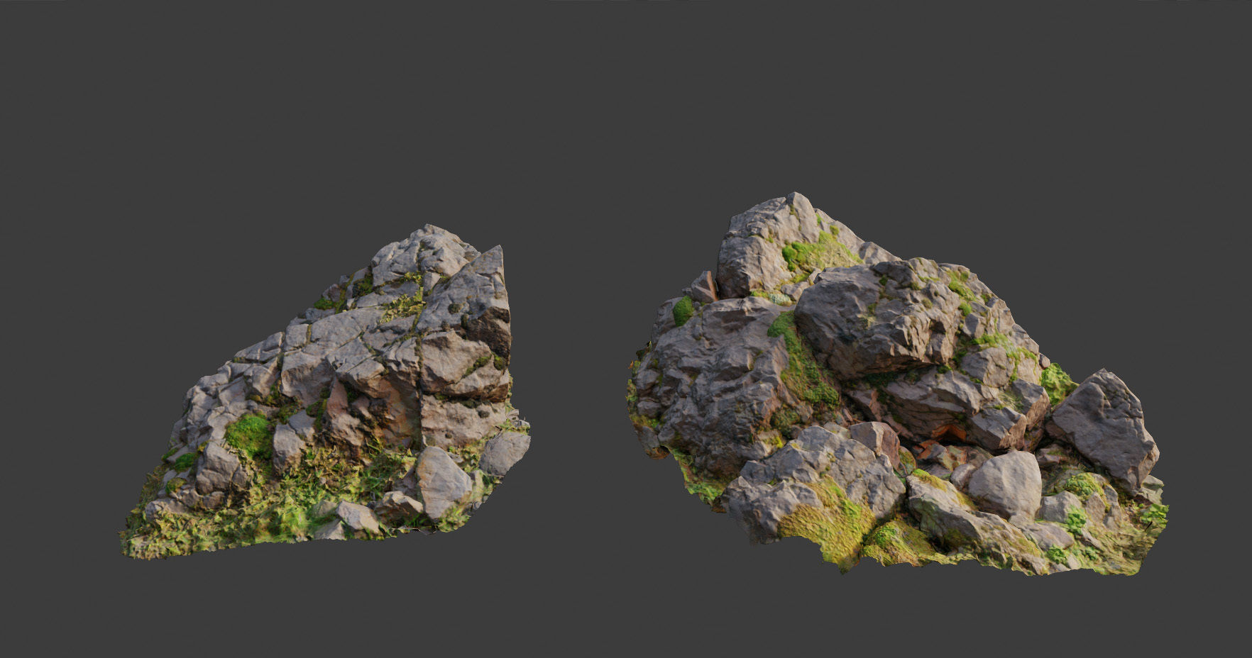 PBR rocks stones set grassland scanned Low-poly 3D model_1