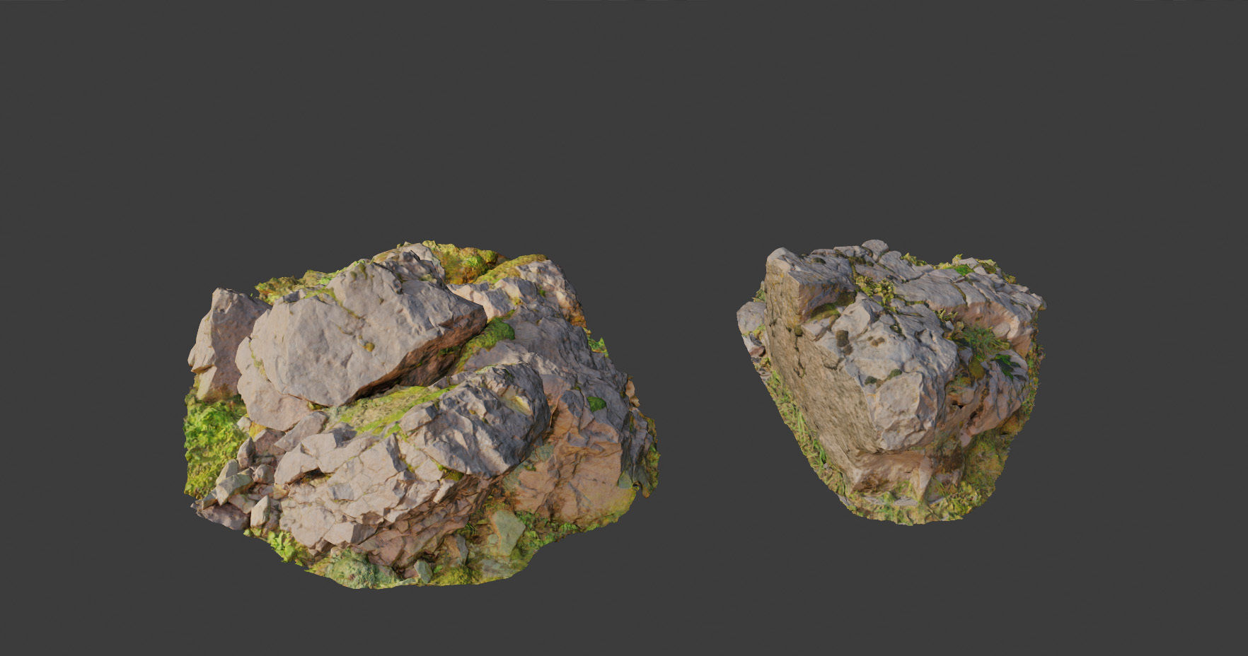 PBR rocks stones set grassland scanned Low-poly 3D model_10