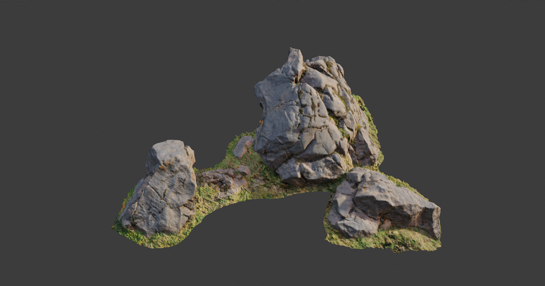 PBR rocks stones set grassland scanned Low-poly 3D model_2