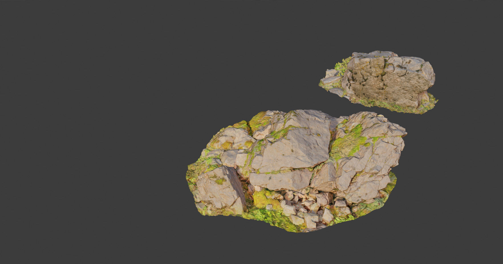 PBR rocks stones set grassland scanned Low-poly 3D model_9