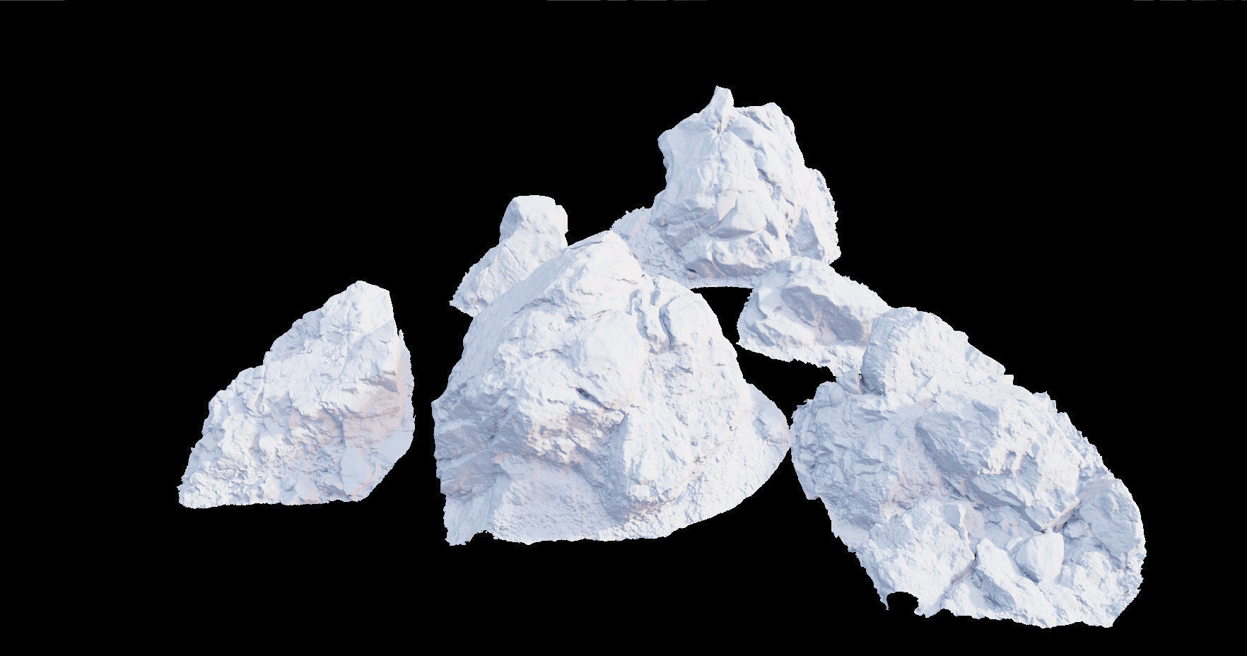 PBR rocks stones set grassland scanned Low-poly 3D model_6