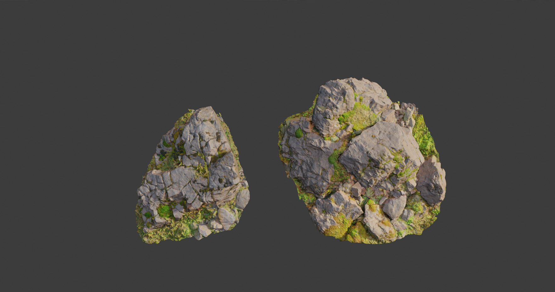 PBR rocks stones set grassland scanned Low-poly 3D model_12