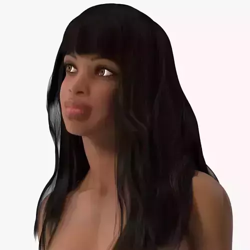 Young Woman Light Skin Black Standing Pose 3D model