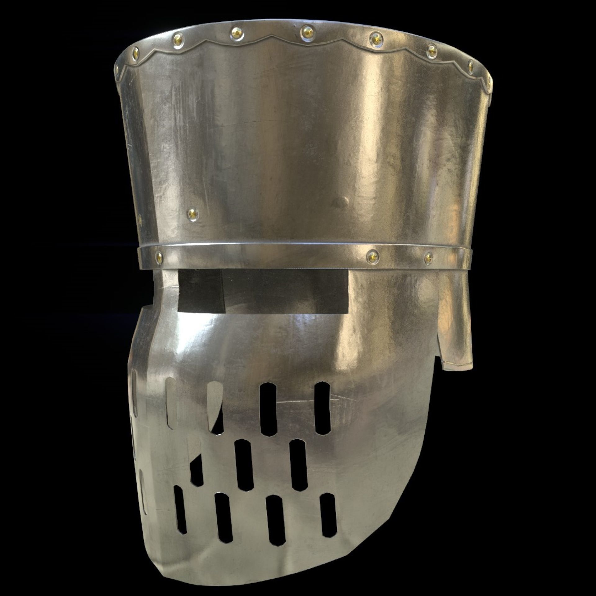 Medieval Knight helmets Pack Low-poly 3D model_25