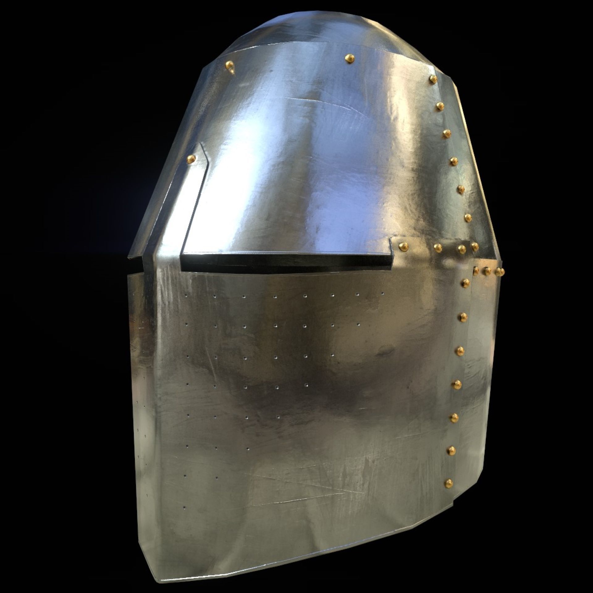 Medieval Knight helmets Pack Low-poly 3D model_2