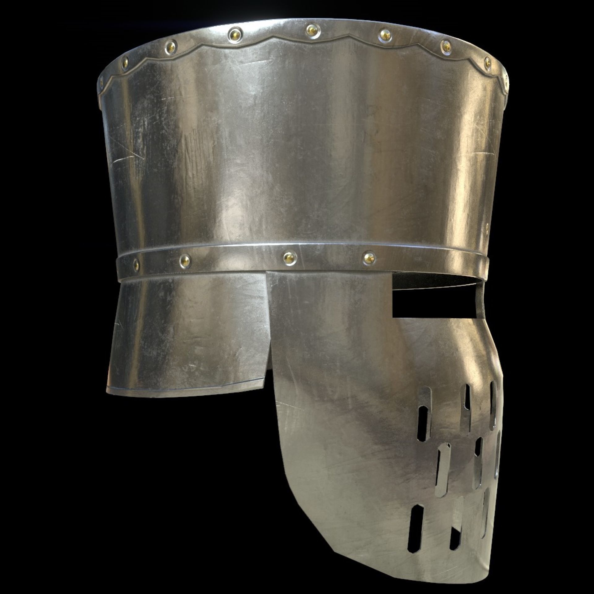 Medieval Knight helmets Pack Low-poly 3D model_29